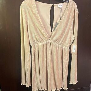 Le Lis Striped Long Sleeve Dress - Cream and Tan